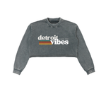Detroit Vibe Snow Washed Raw Edge Cropped Sweatshirt