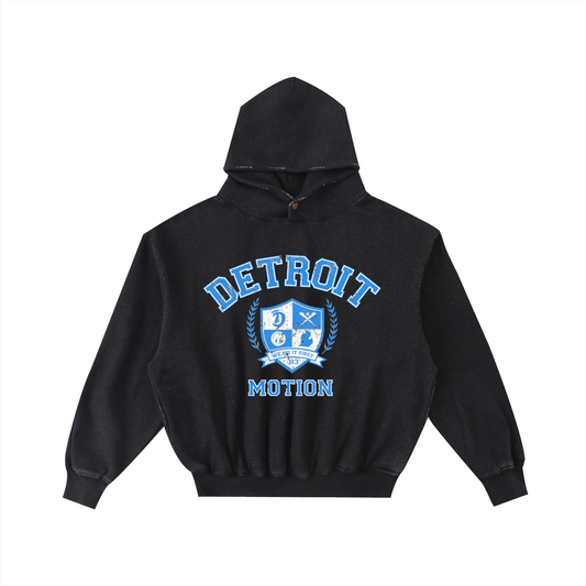 Detroit Grit Blue Motion Enzyme Washed Fleece Hoodie