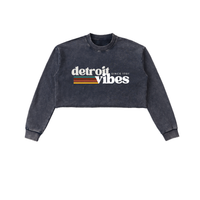 Detroit Vibe Snow Washed Raw Edge Cropped Sweatshirt