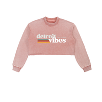 Detroit Vibe Snow Washed Raw Edge Cropped Sweatshirt