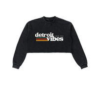 Detroit Vibe Snow Washed Raw Edge Cropped Sweatshirt