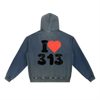 Detroit Vibes Oversized Vintage Washed Fleece Hoodie