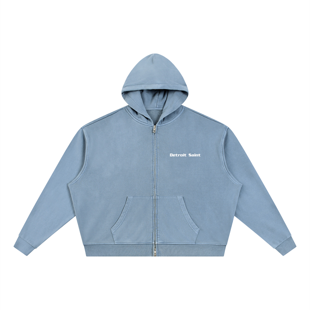 Ice Blue Saint Zip Boxy Hoodie