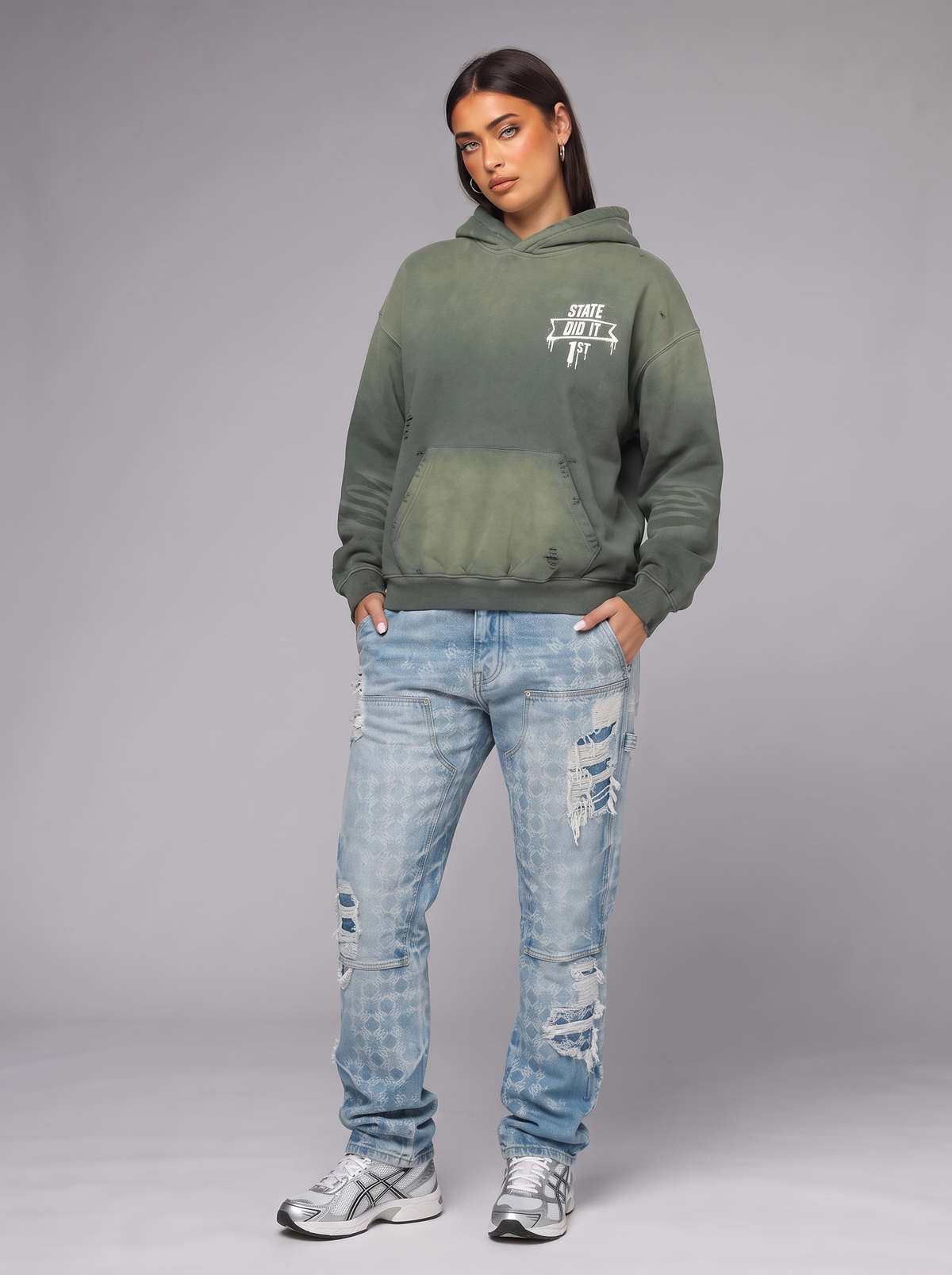 State First Frayed Boxy Hoodie