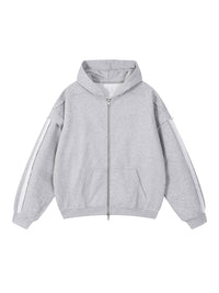 Detroit Saint Raw Edge Double Layered Zip Hoodie