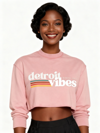Detroit Vibe Snow Washed Raw Edge Cropped Sweatshirt